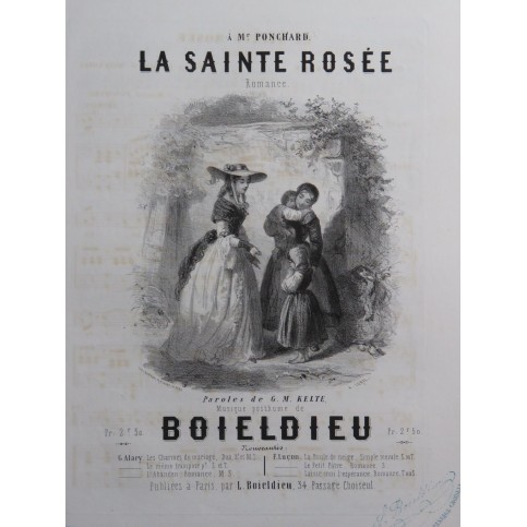 BOIELDIEU Adrien La Sainte Rosée Chant Piano ca1840