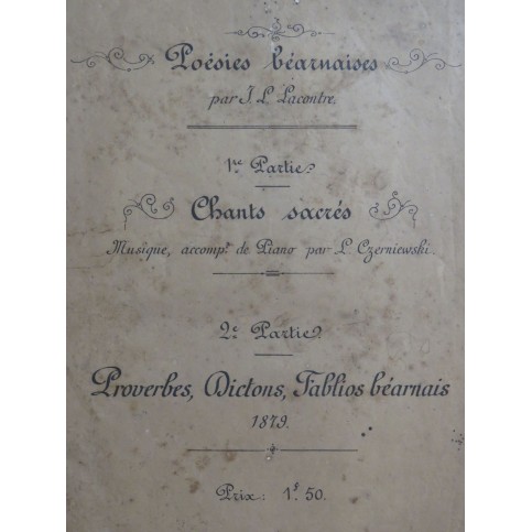 LACONTRE J. L. Poésies Béarnaises Chants Proverbes Dictons 1879