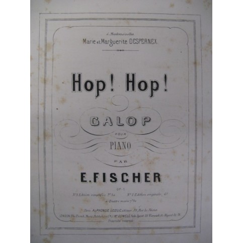 FISCHER E. Hop ! Hop Piano 1870