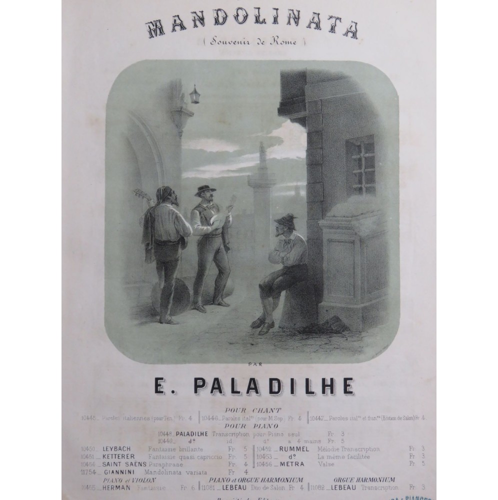 PALADILHE E. Mandolinata Chant Piano ca1870