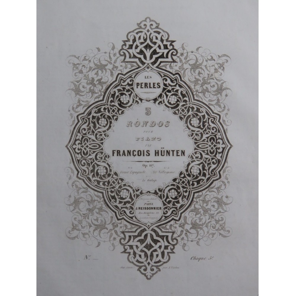 HÜNTEN François Air Villageois op 117 Chant Piano ca1842