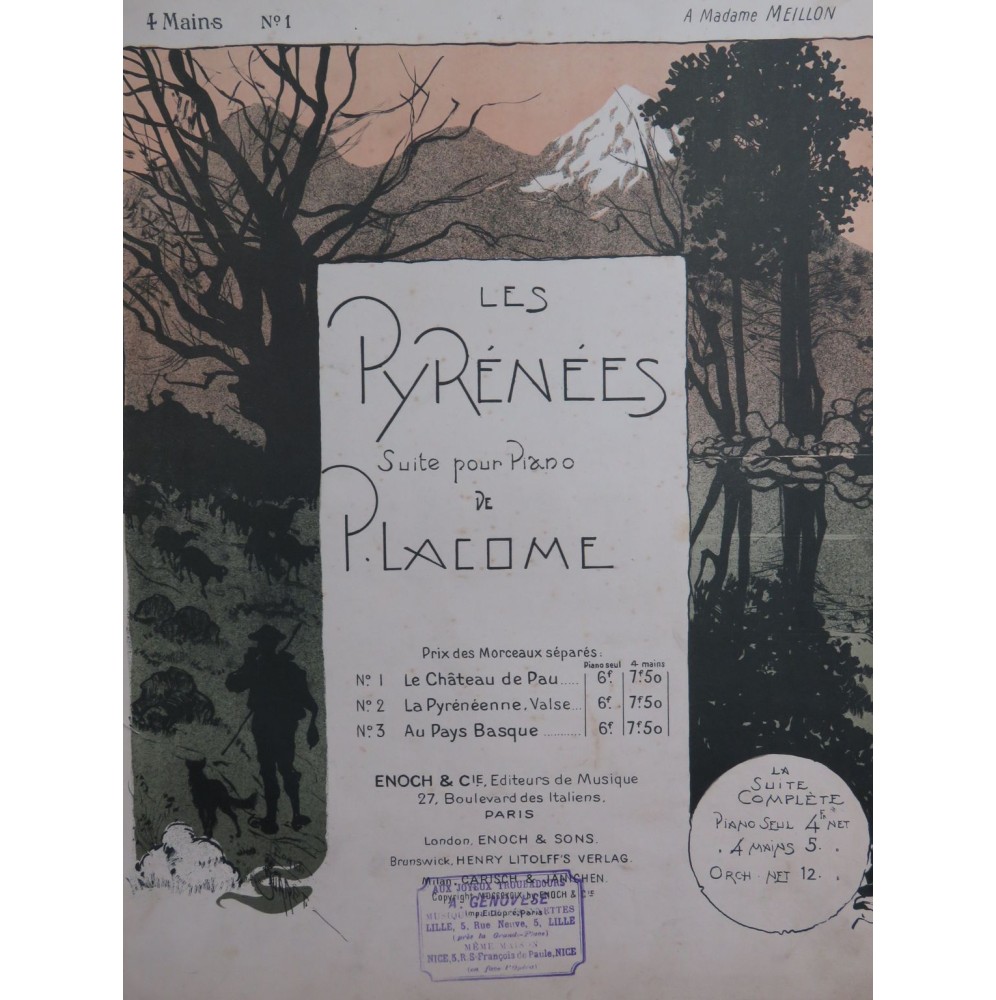 LACOME Paul Les Pyrénées Le Château de Pau Piano 4 mains 1899