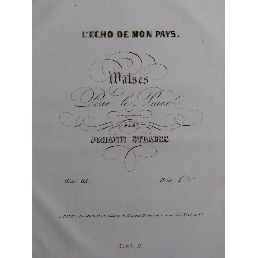 STRAUSS Johann Echo de mon Pays op 84 Piano ca1837