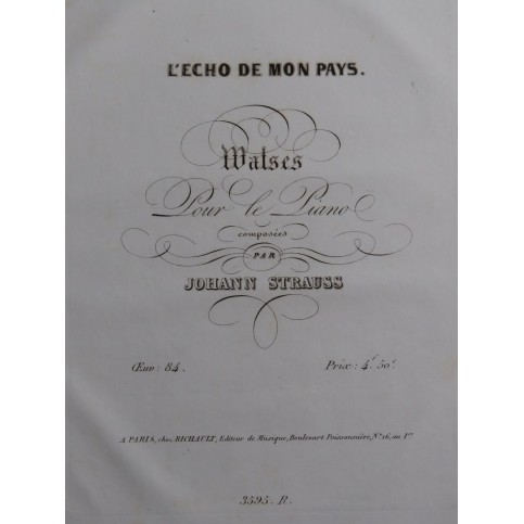 STRAUSS Johann Echo de mon Pays op 84 Piano ca1837