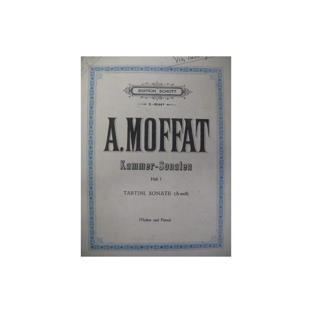TARTINI Giuseppe Moffat Sonata Violon Piano