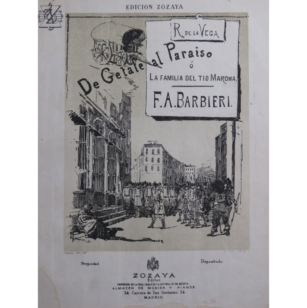 BARBIERI F. A. De Getafe Al Paraiso Piano ca1880