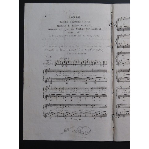 FABRY-GARAT Rondo Chant Guitare ca1830