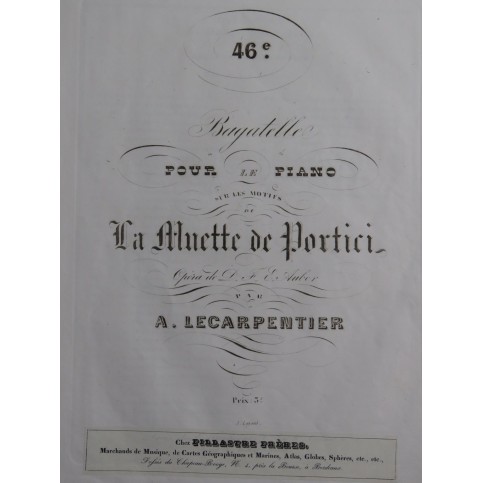 LE CARPENTIER Adolphe Bagatelle No 46 Piano ca1845