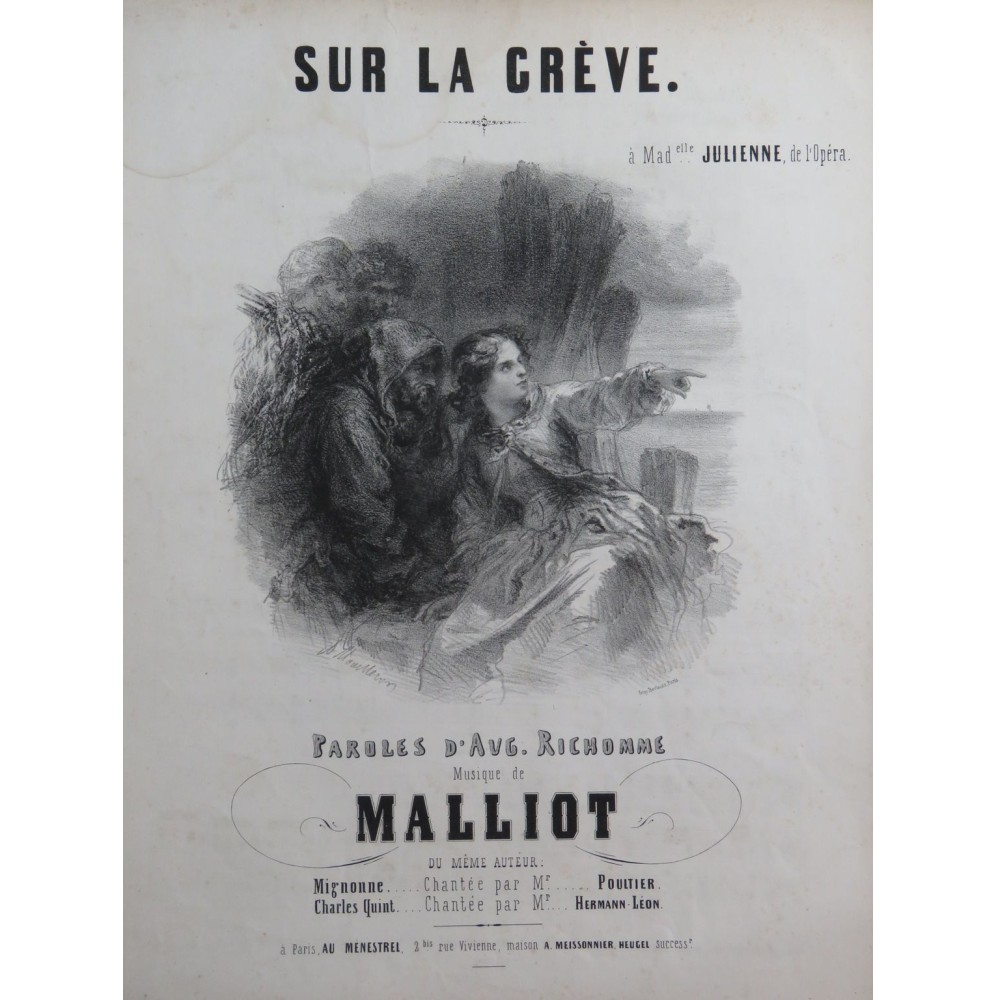 MALLIOT Sur la Grève Chant Piano ca1840
