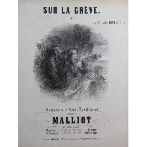 MALLIOT Sur la Grève Chant Piano ca1840