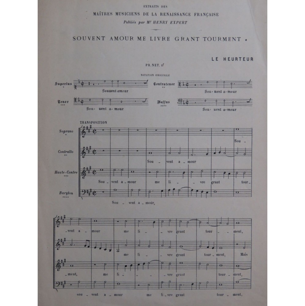 LE HEURTEUR Souvent Amour me livre Grant Tourment Chant