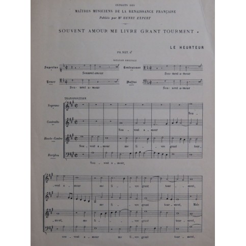 LE HEURTEUR Souvent Amour me livre Grant Tourment Chant