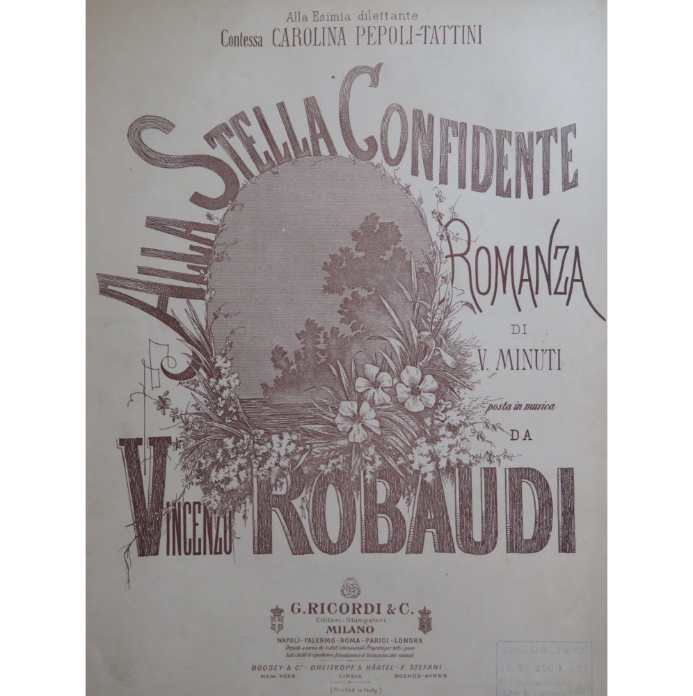 ROBAUDI Vincenzo Romanza Chant Piano ca1890