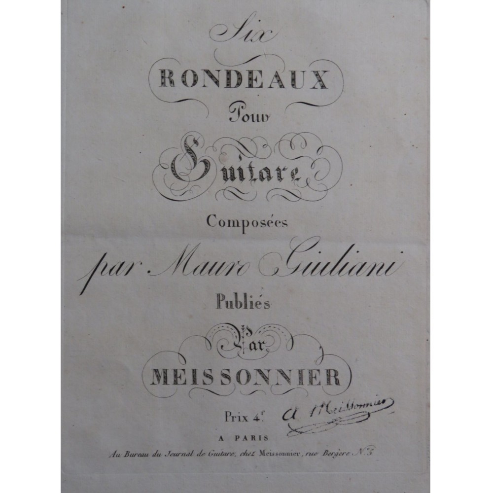 GIULIANI Mauro Six Rondeaux Guitare ca1820