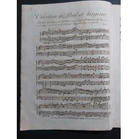 MAZZINGHI Joseph Paul et Virginie op 17 Ballet Piano ca1800