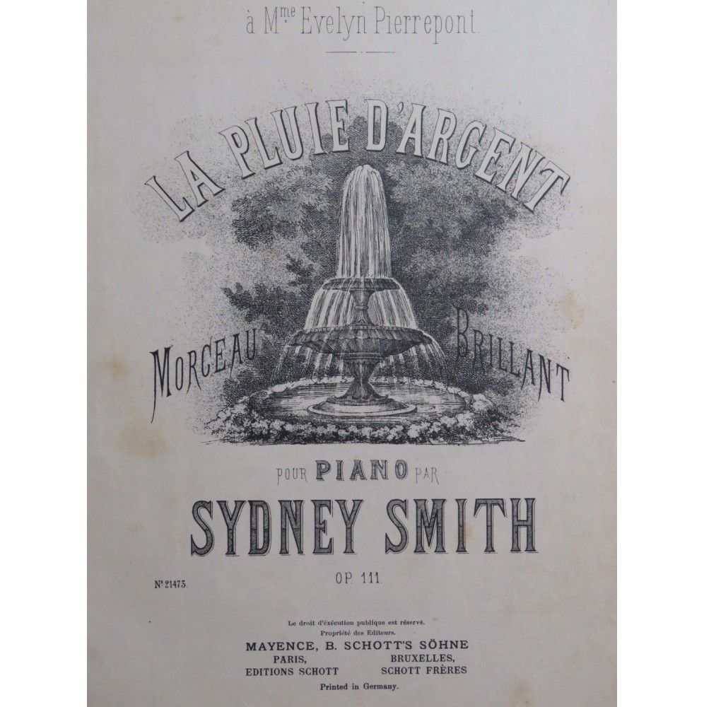 SMITH Sydney La Pluie d'Argent op 111 Piano ca1875