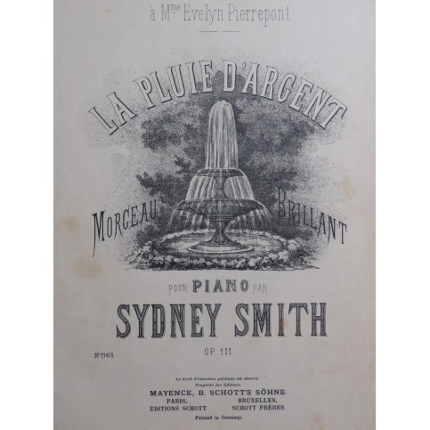 SMITH Sydney La Pluie d'Argent op 111 Piano ca1875