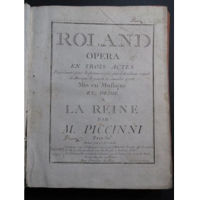 PICCINNI Niccolo Roland Opéra Signature Chant Orchestre 1778