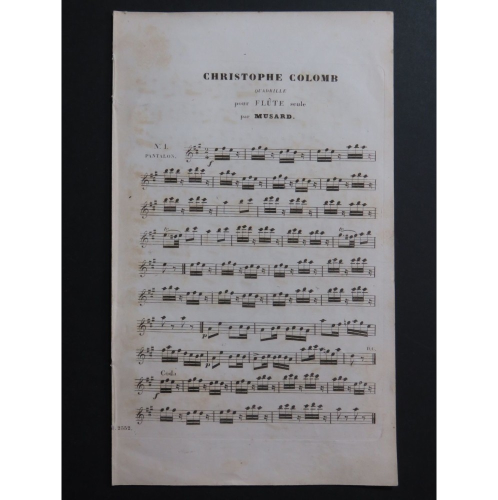 MUSARD Christophe Colomb Quadrille Flûte seule ca1850