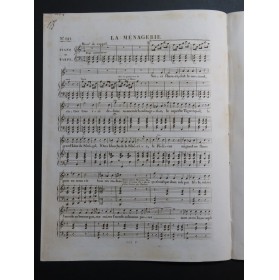 LHUILLIER Edmond La Ménagerie Chant Piano ca1830