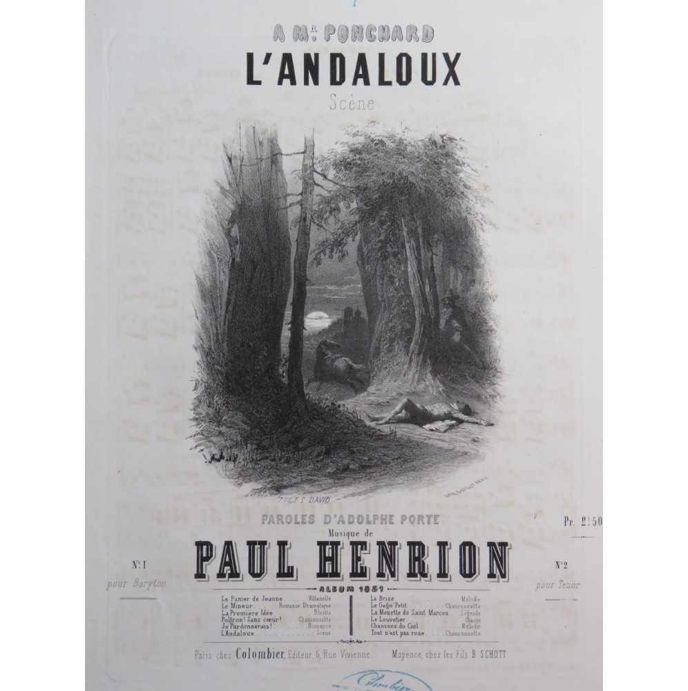 HENRION Paul L'Andaloux Chant Piano 1859