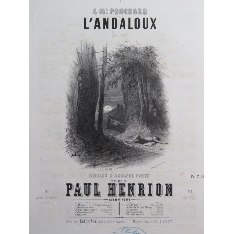 HENRION Paul L'Andaloux Chant Piano 1859
