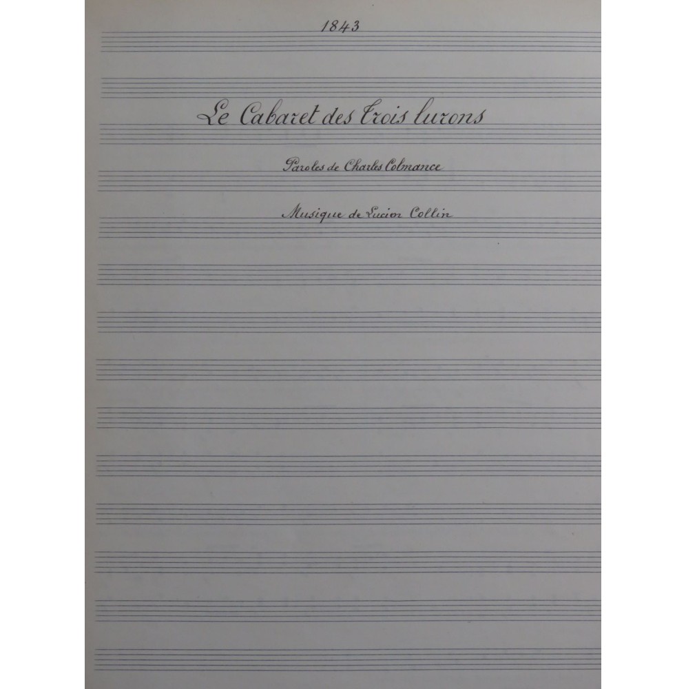 COLLIN Lucien Le Cabaret des trois lurons Manuscrit Chant Piano ca1915