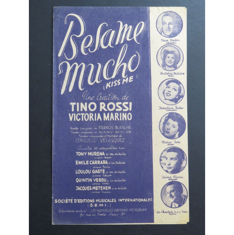 Besame Mucho Kiss Me Tino Rossi Chant 1945