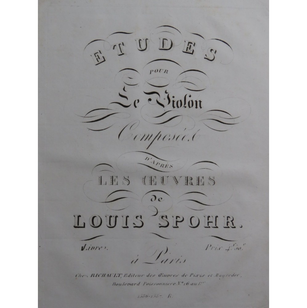 SPORH Louis Etudes pour le Violon ca1829