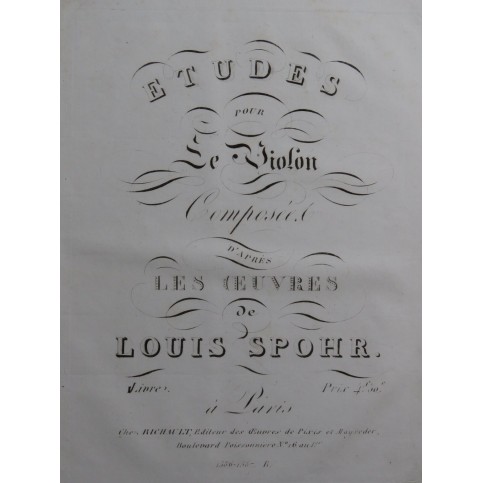 SPORH Louis Etudes pour le Violon ca1829
