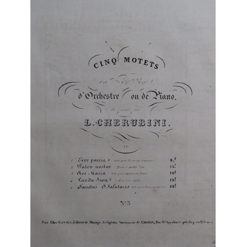CHERUBINI Luigi Ave Maria Chant Orchestre ou Piano ca1840