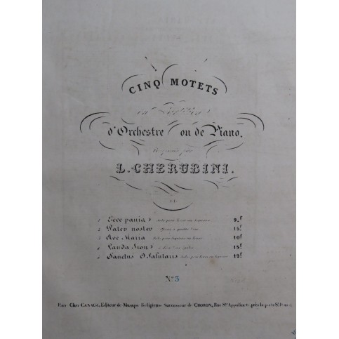 CHERUBINI Luigi Ave Maria Chant Orchestre ou Piano ca1840