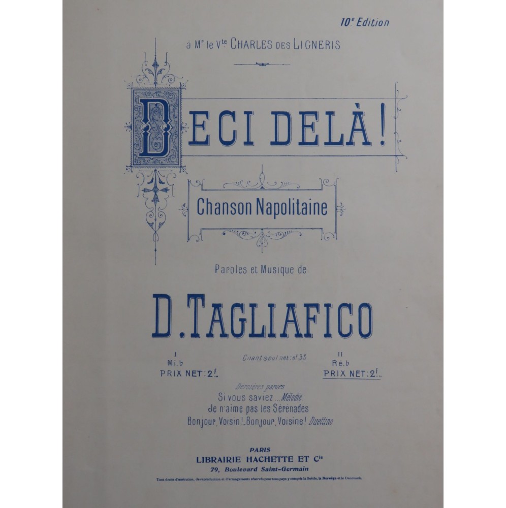 TAGLIAFICO D. Deci Delà ! Piano Chant