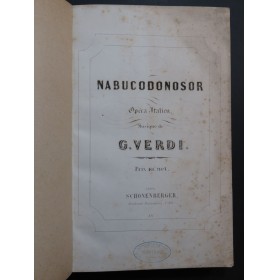 VERDI Giuseppe Nabucodonosor Opéra Chant Piano ca1844