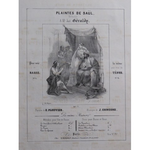CONCONE Joseph Plaintes de Saül Chant Piano ca1840