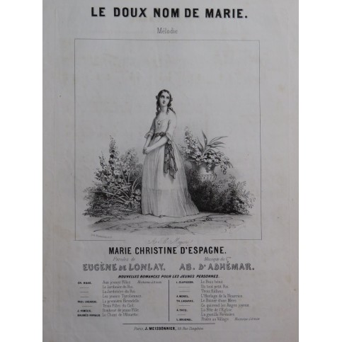 D'ADHÉMAR Ab. Le Doux Nom de Marie Chant Piano ca1840