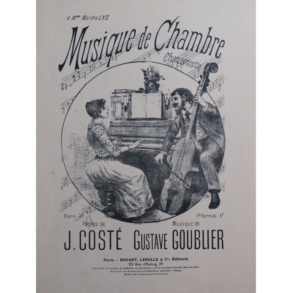 GOUBLIER Gustave Musique de Chambre Chant Piano