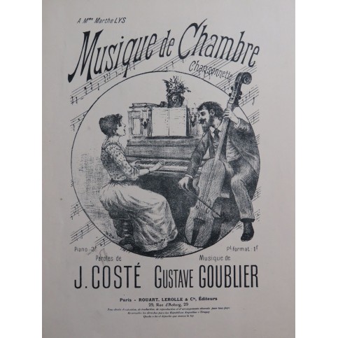 GOUBLIER Gustave Musique de Chambre Chant Piano