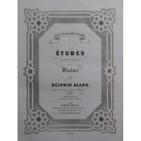 ALARD Delphin Études Caractéristiques op 18 Livre 1 Violon ca1847