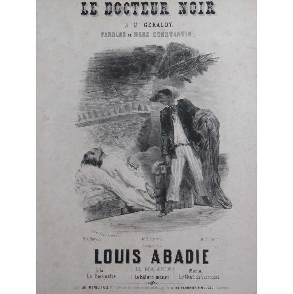 ABADIE Louis Le Docteur Noir Chant Piano ca1845