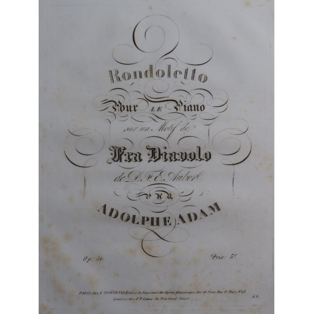 ADAM Adolphe Rondoletto op 51 Piano ca1830
