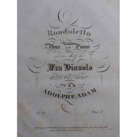 ADAM Adolphe Rondoletto op 51 Piano ca1830