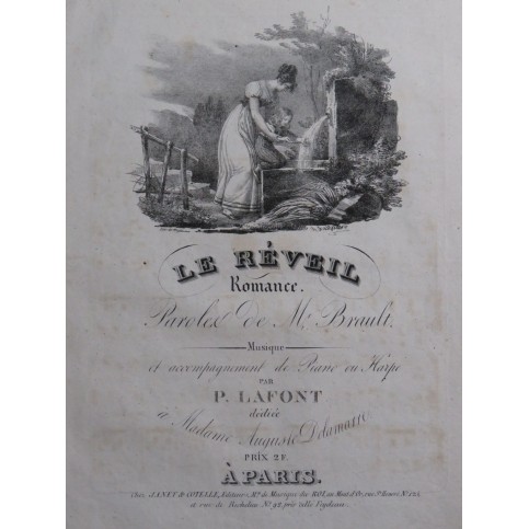 LAFONT P. Le Réveil Chant Piano ou Harpe ca1830