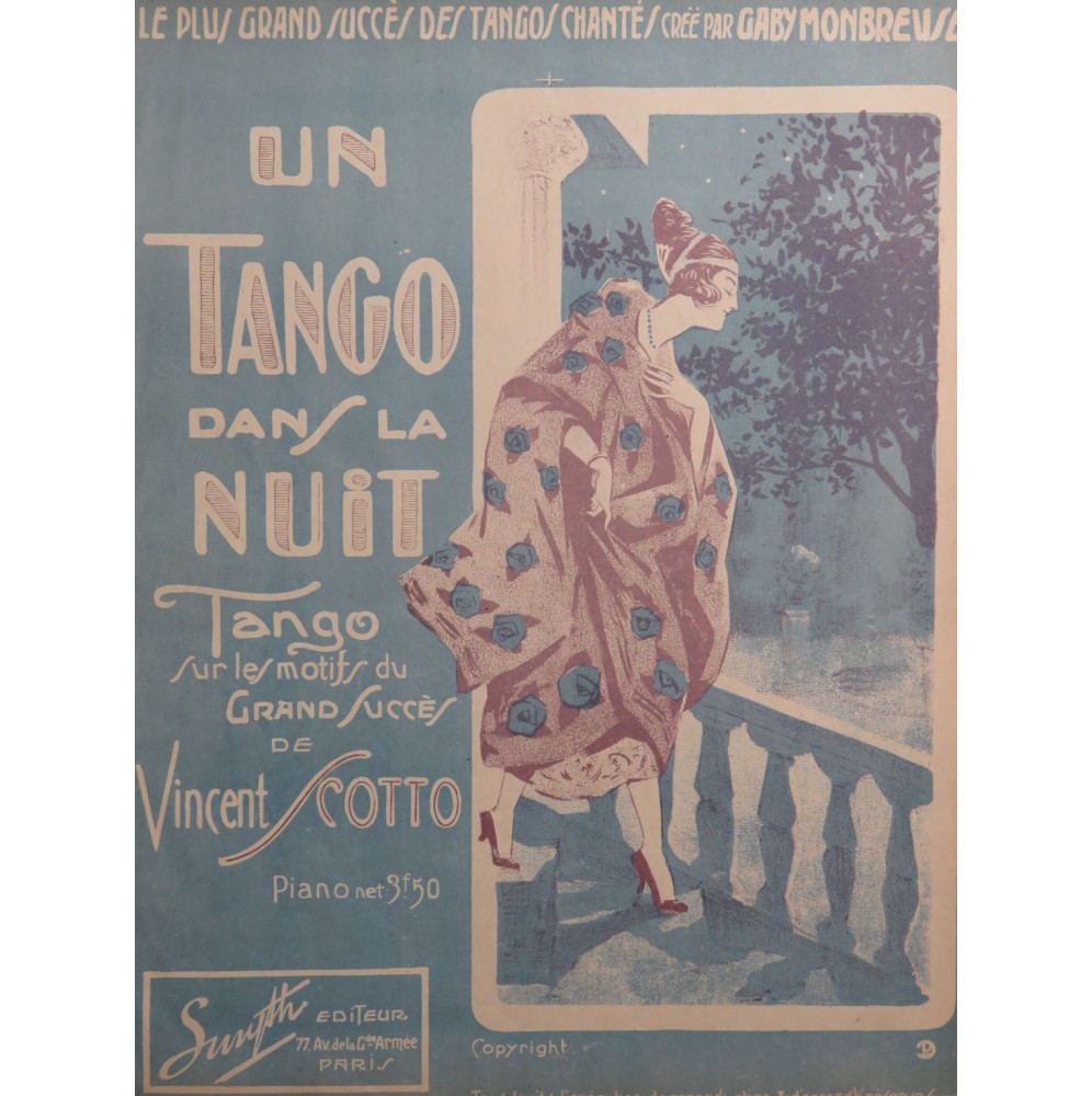 SCOTTO Vincent Un Tango dans la Nuit Piano 1921