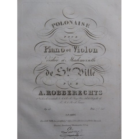 ROBBERECHTS André Polonaise op 15 Piano Violon ca1830
