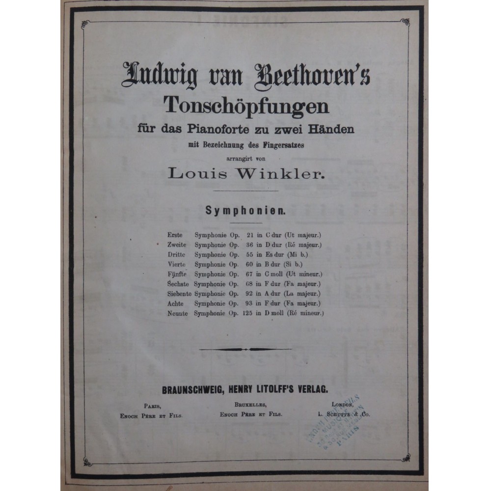 BEETHOVEN Symphonien Symphonies Piano