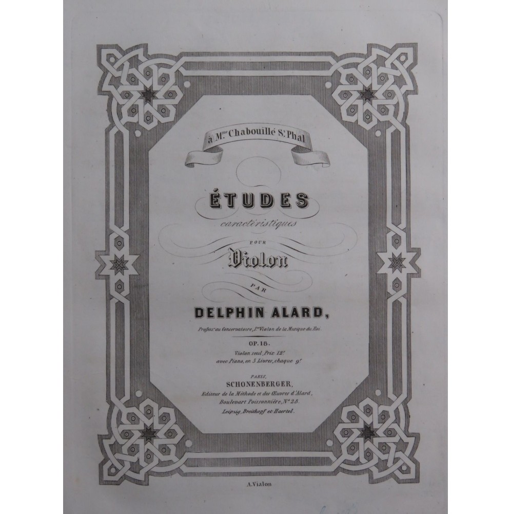 ALARD Delphin Études Caractéristiques op 18 Livre 3 Violon ca1847