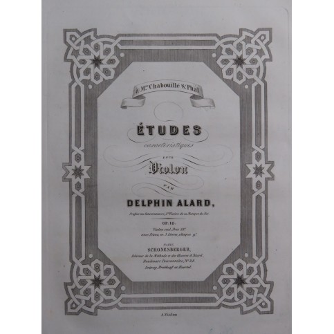 ALARD Delphin Études Caractéristiques op 18 Livre 3 Violon ca1847