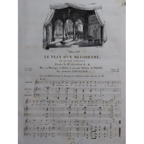 LHUILLIER Edmond Le Plan d'un Mélodrame Chant Piano ou Harpe ca1830