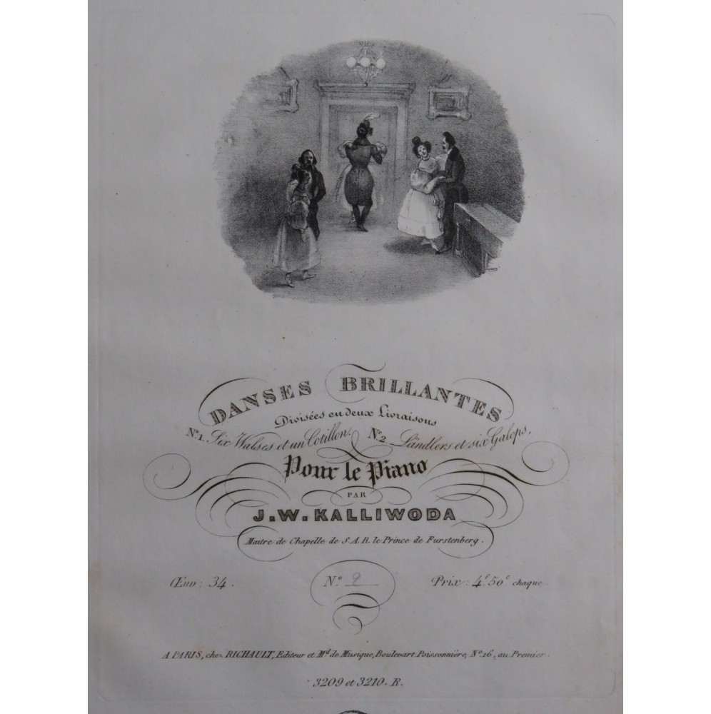 KALLIWODA J. W. Six Valses et un Cotillon op 34 Piano ca1835